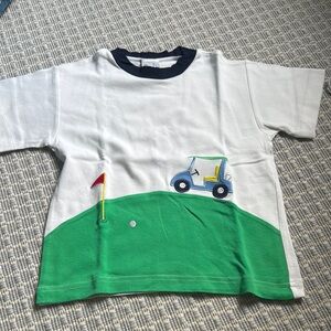 Florence Eiseman Green and White Short Sleeve Tee with Golf Design